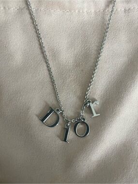 Dior Silver Letter Charm Necklace